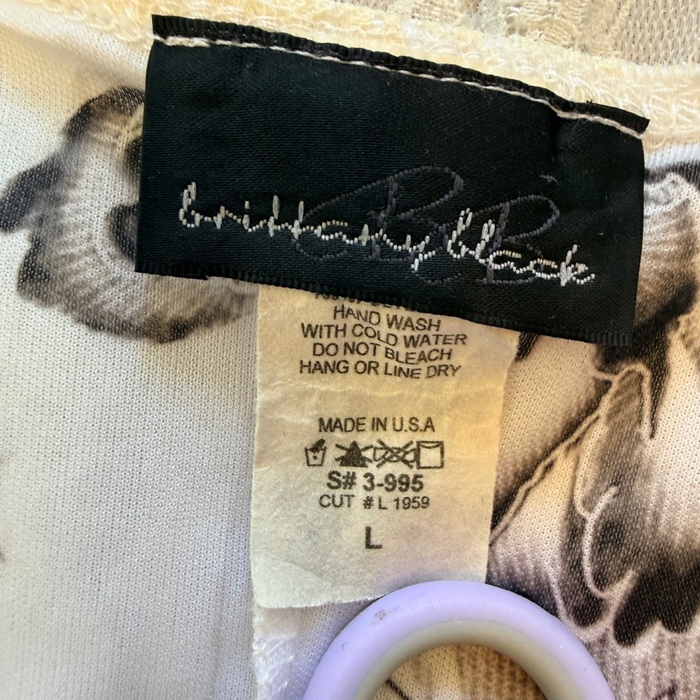 Brittany Blake Fairycore Whimsigoth Sheer Lace Bell Sleeve Marble Print Top L - Picture 12 of 13